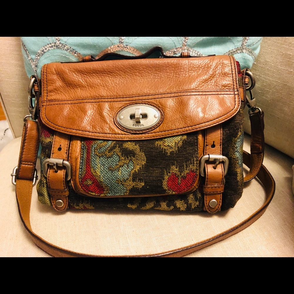 Fossil Maddox crossbody tapestry handbag